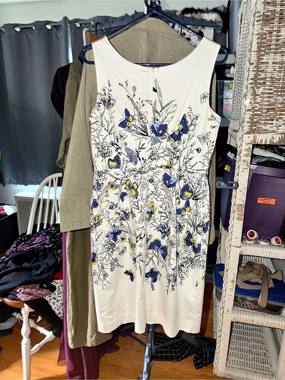 Talbots Floral Mini Dress in White & Blue Like New